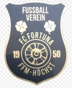 Wappenlogo Fußballverein FC Fortuna FM-Höchst 1950 in Blau und Gold
