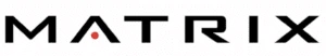 MATRIX Logo in Schwarz mit rotem Akzent im Buchstaben A auf weißem Grund