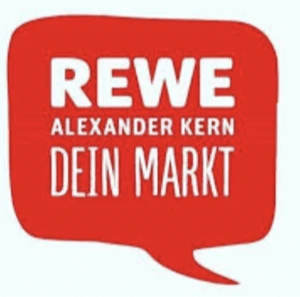 REWE Alexander Kern Logo mit Slogan „Dein Markt“ in roter Sprechblase
